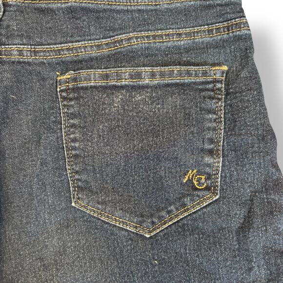 ModCloth Dark Wash High Waist Cuffed Jean Shorts Button Fly Denim Retro Pinup - Picture 7 of 9